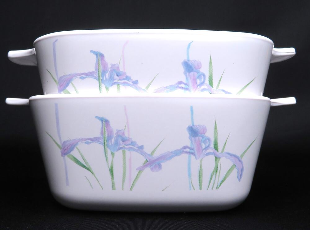 Vtg (2) CORNINGWARE Shadow Iris 3 Cup-Petite Pans P-13-B Rare